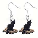 Acrylic Dangle Earrings, Platinum, Cat Shape, 35x33mm(FS-WG2DB4D-07)