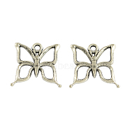 Tibetan Style Alloy Butterfly Pendants, Cadmium Free & Lead Free, Antique Silver, 17x17x2mm, Hole: 2mm(TIBEP-1373-AS-LF)
