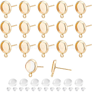 DIY Stud Earring Making Finding Kit, Including Brass Stud Earring Settings with Loopa, Glass Cabochons, Plastic Ear Nuts, Real 18K Gold Plated, 60Pcs/box(DIY-BC0006-16)