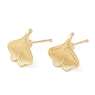 Ginkgo Leaf Alloy Stud Earrings for Women, with 304 Stainless Steel Steel Pin, Cadmium Free & Lead Free, Light Gold, 12x11mm(PALLOY-Q447-04LG)