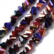 Electroplate Glass Beads Strands, Triangle, FireBrick, 3.5x6x4.5mm, Hole: 1mm, about 100pcs/strand, 13.39''(34cm)(EGLA-N002-06A)