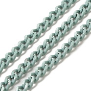 Spray Painted 304 Stainless Steel Curb Chains, with Spool, Unwelded, Aqua, 5x3.5x1.6mm(STAS-B067-05B-01)