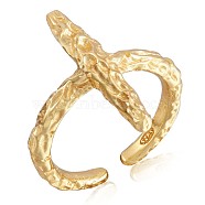 925 Sterling Silver Cross Open Cuff Ring for Women, Golden, US Size 5 1/4(15.9mm)(JR877B)