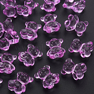 Transparent Acrylic Beads, Top Drilled Beads, Bear, Violet, 18.5x15.5x11mm, about 320pcs/500g(MACR-S373-80-B01)