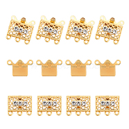 Brass Filigree Box Clasps, with Rhinestone, Rectangle, Platinum & Golden, 17x18x7mm, Hole: 1.5mm, 2 colors, 10sets/color, 20sets/box(KK-PH0004-46)
