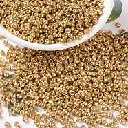 MIYUKI Round Rocailles Beads, Japanese Seed Beads, 8/0, (RR182) Galvanized Yellow Gold, 8/0, 3mm, Hole: 1mm, about 2111~2277pcs/50g(SEED-X0055-RR0182)