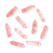Watermelon Stone Glass Pointed Pendants, Faceted, Bullet, 30~33x8~9mm, Hole: 1.4~1.6mm(G-D460-01R)