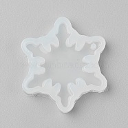 Food Grade Pendant Silicone Molds, Fondant Molds, For DIY Cake Decoration, Chocolate, Candy, UV Resin & Epoxy Resin Jewelry Making, Snowflake, White, 49x45x8mm(X-DIY-E021-32)