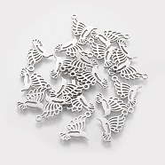 201 Stainless Steel Pendants, Hummingbird, Stainless Steel Color, 18.5x13x1mm, Hole: 1.5mm(STAS-S105-T203)