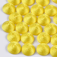 Polyester Thread Fabric Cabochons, Covered with ABS Plastic, Half Round/Dome, Yellow, 12x6mm(WOVE-T008-02A-02)