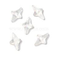 K9 Glass Cabochons, with Glitter Powder, Star, White, 7.8x4.9x2.5mm(GGLA-Z003-10A-001JW)