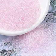 MIYUKI Round Rocailles Beads, Japanese Seed Beads, 11/0, (RR265) Transparent Pale Pink AB, 2x1.3mm, Hole: 0.8mm, about 1111pcs/10g(X-SEED-G007-RR0265)