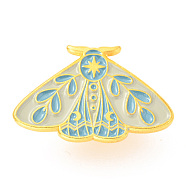 Alloy Enamel Brooches, Enamel Pin, with Butterfly Clutches, Butterfly, Golden, Sky Blue, 18x27.5x9.5mm(JEWB-P006-B05)