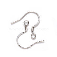 304 Stainless Steel French Earring Hooks, Flat Earring Hooks, Ear Wire, with Horizontal Loop, Stainless Steel Color, 17~19x18.5mm, Hole: 2mm, 21 Gauge, Pin: 0.7mm(STAS-S111-006)