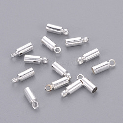 Brass Cord Ends, End Caps, Nickel Free, Silver Color Plated, 8x2.8mm, Hole: 1.5mm, 2mm inner diameter(X-KK-H731-S-NF)