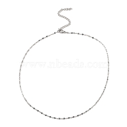 10Pcs 304 Stainless Steel Dapped Chain Necklaces Set, Stainless Steel Color, 16.26~16.61 inch(41.3~42.2cm)(NJEW-K254-02P)