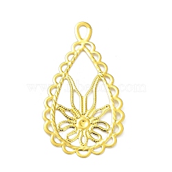 Rack Plating Iron Filigree Big Pendants, Teardrop Charm, Golden, 59.5x31x0.6mm, Hole: 3.2x6mm(IFIN-Q134-01G)