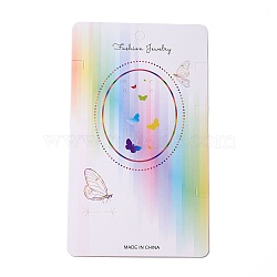 Paper Jewelry Display Cards for Necklace, Earring, Rectangle with Oval and Butterfly Pattern, Colorful, 15.5x9x0.04cm, Hole: 8.2mm(CDIS-F005-06)