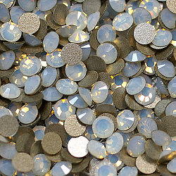Glass Flat Back Rhinestone, Grade A, Back Plated, Faceted, Half Round, White Opalite, 3~3.2mm, about 1440pcs/bag(RGLA-C002-SS12-234)