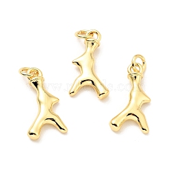 Brass Pendants, Cadmium Free & Lead Free, with Jump Ring, Antlers, Real 18K Gold Plated, 17.5x9x2.5mm(KK-G416-23G)