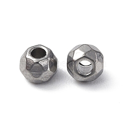 201 Stainless Steel Beads, Round, Stainless Steel Color, 3x2.5mm, Hole: 1.2mm(STAS-G298-08A-P)
