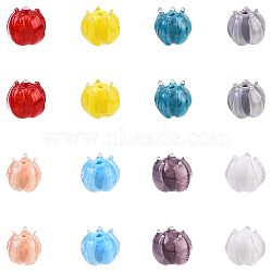 40Pcs 8 Colors Handmade Lampwork Beads, Flower, Mixed Color, 10~11x11.5~12.5mm, Hole: 1.2mm, 5pcs/color(LAMP-YW0001-86)