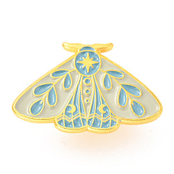 Alloy Enamel Brooches, Enamel Pin, with Butterfly Clutches, Butterfly, Golden, Sky Blue, 18x27.5x9.5mm(JEWB-P006-B05)