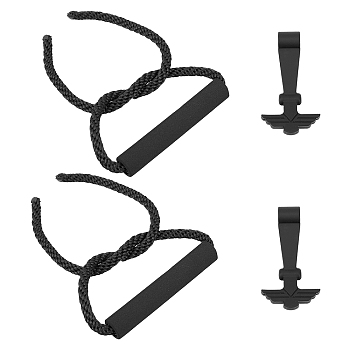 Nbeads Cooler Handles Replacement Sets, 2Pcs Polyester Rope Handle & 2Pcs Plastic T-Grip Cooler Latch, Black, 880x10mm & 113.5x63x20mm
