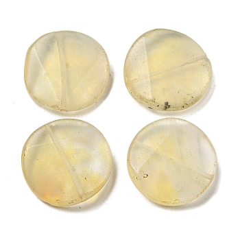 Yellow Watermelon Stone Glass Beads, Nuggets, 30x30x8.5~10mm, Hole: 1.2mm