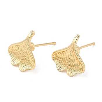 Ginkgo Leaf Alloy Stud Earrings for Women, with 304 Stainless Steel Steel Pin, Cadmium Free & Lead Free, Light Gold, 12x11mm