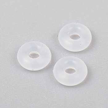 Rubber O Rings, Donut Spacer Beads, Fit European Clip Stopper Beads, Clear, 3.5x1.5mm, 1.2mm Inner Diameter