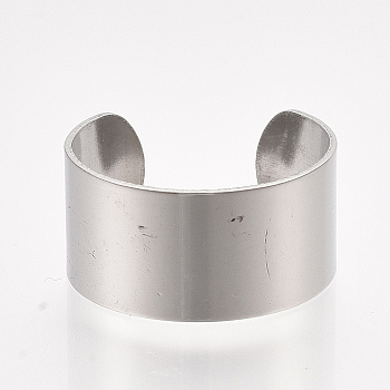 304 Stainless Steel Cuff Rings, Open Rings, Wide Band Rings, Platinum, Size 8, 18mm, 10mm