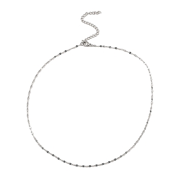 10Pcs 304 Stainless Steel Dapped Chain Necklaces Set, Stainless Steel Color, 16.26~16.61 inch(41.3~42.2cm)