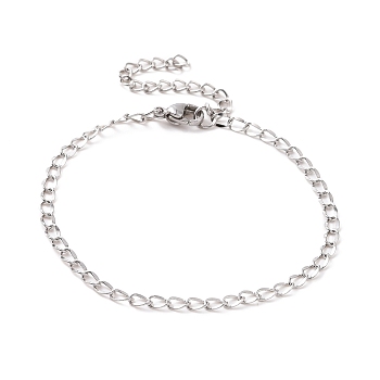 304 Stainless Steel Curb Chain Bracelet for Men Women, Stainless Steel Color, 6-3/4 inch(17.2cm)
