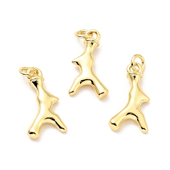 Brass Pendants, Cadmium Free & Lead Free, with Jump Ring, Antlers, Real 18K Gold Plated, 17.5x9x2.5mm