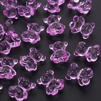 Transparent Acrylic Beads, Top Drilled Beads, Bear, Violet, 18.5x15.5x11mm, about 320pcs/500g