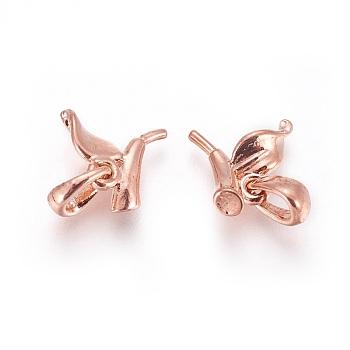 Brass Charms, Leaf, Rose Gold, 11x12.5x3.5mm, Hole: 2.5x3mm
