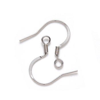 304 Stainless Steel French Earring Hooks, Flat Earring Hooks, Ear Wire, with Horizontal Loop, Stainless Steel Color, 17~19x18.5mm, Hole: 2mm, 21 Gauge, Pin: 0.7mm