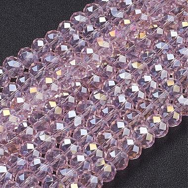 10mm Pink Abacus Electroplate Glass Beads