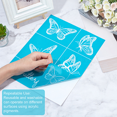 Gorgecraft 1 Sheet Butterfly Pattern Self-Adhesive Silk Screen Printing Stencil(DIY-GF0004-06)-4