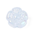 UV Plating Opaque Acrylic Beads, Flower, Iridescent, Azure, 19x19.5x9.5mm, Hole: 2.8mm(OACR-N161-08B)
