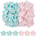 60Pcs 2 Colors Flower Polyester Ornament Accessories, for DIY Clothes, Bag, Pants, Shoes Decoration, Mixed Color, 38x41x2mm, 30pcs/color(DIY-HS0002-28)
