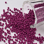 11/0 FGB Grade A Round Glass Seed Beads, Baking Paint, Deep Pink, 2.3x1.5mm, Hole: 1mm, about 48500pcs/pound(SEED-N001-A-1057)