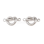304 Stainless Steel Connector Charms, Heart Links, Non-Tarnish, Stainless Steel Color, 9x17.5x4mm, Hole: 2mm(STAS-P437-08P)