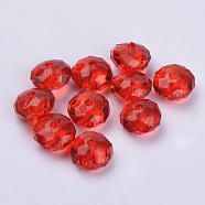 Transparent Acrylic Beads, Faceted, Rondelle, Red, 8x5mm, Hole: 1.4mm, about 2700pcs/500g(TACR-Q258-8mm-V12)