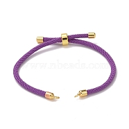 Adjustable Polyester Cord Bracelet Making, Long-lasting Plated Golden Brass Finding, Lead Free & Cadmium Free, Purple, 4-1/2~8-1/8x1/8 inch(11.3~20.5x0.3cm), Hole: 2.1mm(MAK-C001-01A)