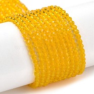 Transparent Glass Beads Strands, Faceted Round, Dark Goldenrod, 2x2mm, Hole: 0.6mm, about 184pcs/strand, 14.49''(36.8cm)(GLAA-H021-03-06)