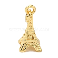 Brass Pendants, Eiffel Tower, Real 18K Gold Plated, 18x8x8mm, Hole: 3.2mm(KK-R162-008G)