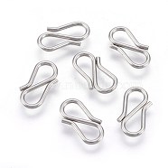 304 Stainless Steel S-Hook Clasps, Stainless Steel Color, 12.5x6x1mm(STAS-O118-67P)