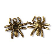 Halloween Jewelry Tibetan Style Alloy Pendants, Cadmium Free & Nickel Free & Lead Free, Spider, Antique Bronze Color, about 17.5mm long, 19mm wide, 3mm thick, hole: 1.5mm(X-MLF10315Y-NF)